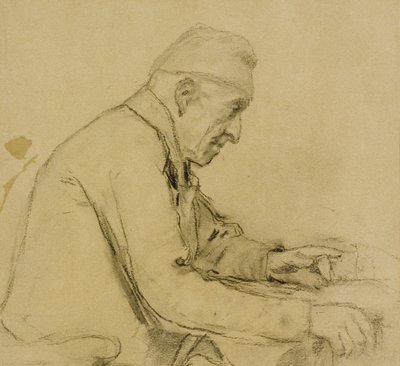 Old Seated Man in Profile by Albert Anker
